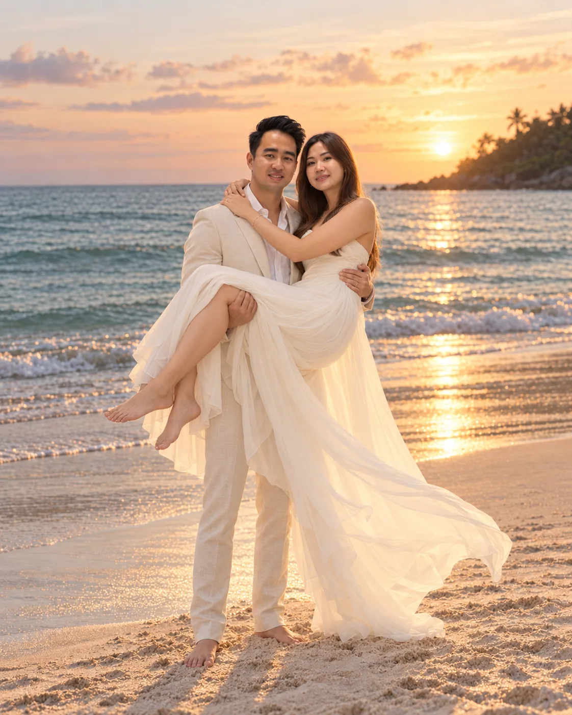 Fery carrying Widia at sunset