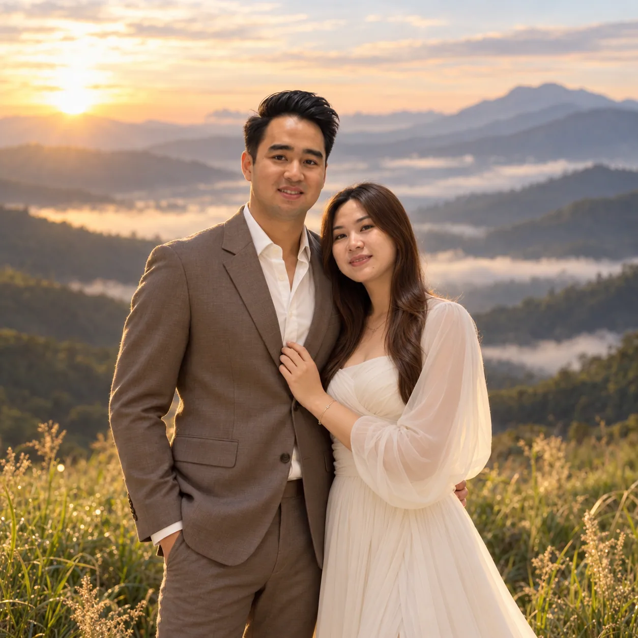 Close portrait of Fery and Widia in the mountains