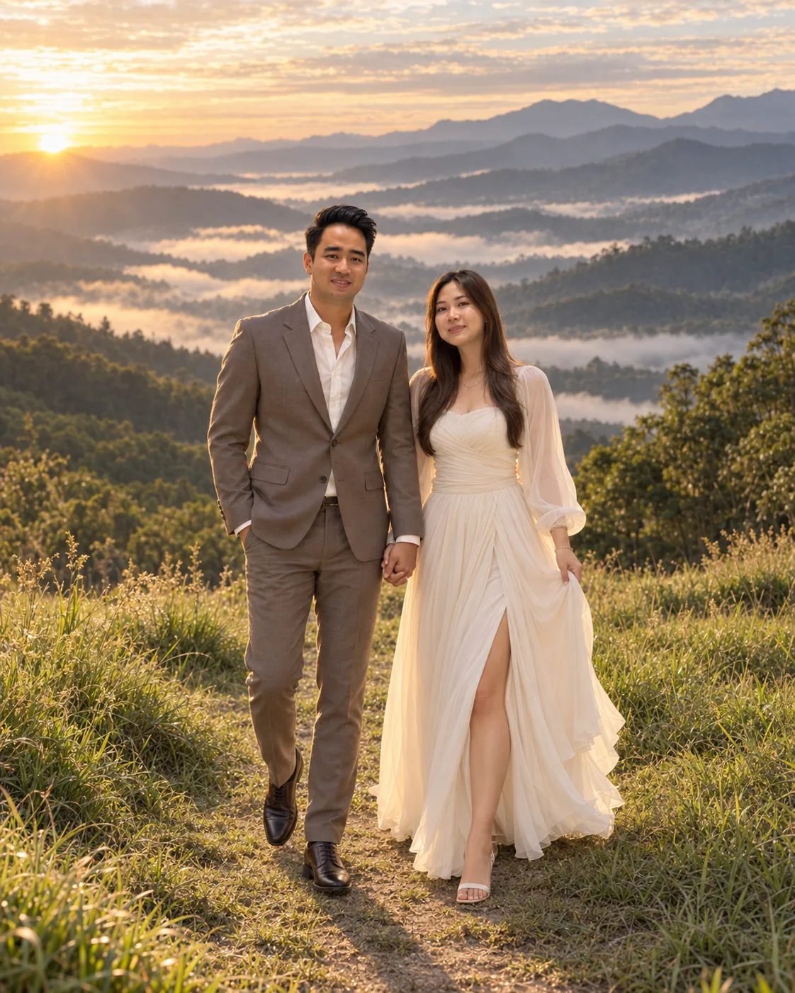Fery and Widia walking through the mountains